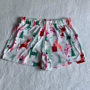 White pajama shorts with reindeers, size large